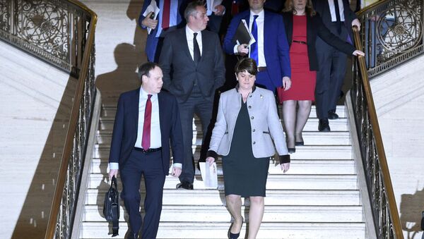 Northern Ireland First Minister and leader of the Democratic Unionist Party Arlene Foster arrives to make a statement at Parliament Buildings in Stormont in Belfast, Northern Ireland, January 16, 2017. - Sputnik International