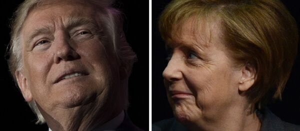 This combination of file photos created on January 16, 2017 shows US President-elect Donald Trump (December 16, 2016 in Orlando, Florida) and German Chancellor Angela Merkel (R, March 9, 2014 in Hanover). - Sputnik International