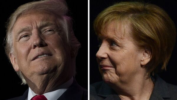 This combination of file photos created on January 16, 2017 shows US President-elect Donald Trump (December 16, 2016 in Orlando, Florida) and German Chancellor Angela Merkel (R, March 9, 2014 in Hanover). - Sputnik International