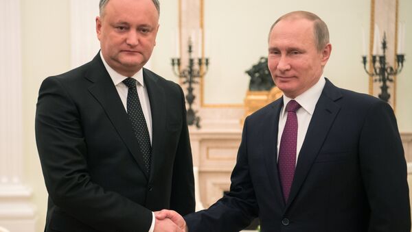 Russian President Vladimir Putin and Moldova's President Igor Dodon meet in Moscow on January 17, 2017 - Sputnik International
