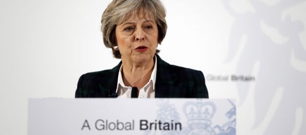 British Prime Minister Theresa May delivers a speech on the government's plans for Brexit at Lancaster House in London on January 17, 2017. British Prime Minister Theresa May delivers a speech on the government's plans for Brexit at Lancaster House in London on January 17, 2017. - Sputnik International