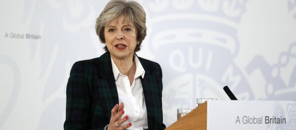 Britain's Prime Minister Theresa May delivers a speech on leaving the European Union at Lancaster House in London, January 17, 2017. Britain's Prime Minister Theresa May delivers a speech on leaving the European Union at Lancaster House in London, January 17, 2017. - Sputnik International