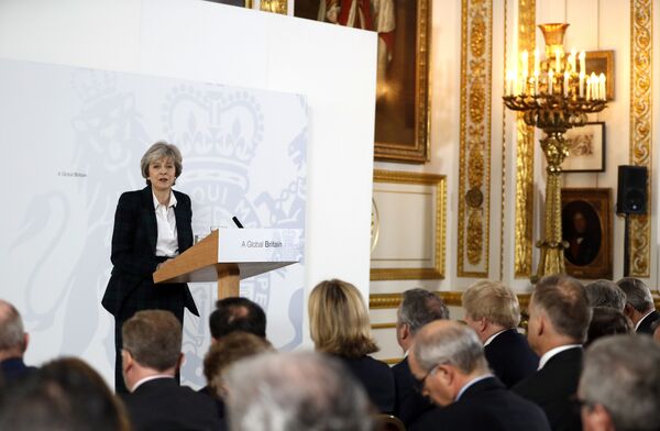 Britain's Prime Minister Theresa May delivers a speech on leaving the European Union at Lancaster House in London - Sputnik International
