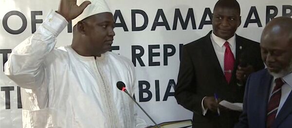 Adama Barrow is sworn in as President of Gambia at Gambia's embassy in Dakar Senegal in this image taken from TV Thursday, Jan 19, 2017 - Sputnik International