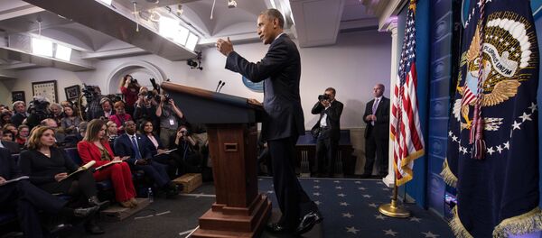 US President Barack Obama speaks at his final press conference at the White House in Washington, DC, on January 18, 2017 US President Barack Obama speaks at his final press conference at the White House in Washington, DC, on January 18, 2017 - Sputnik International