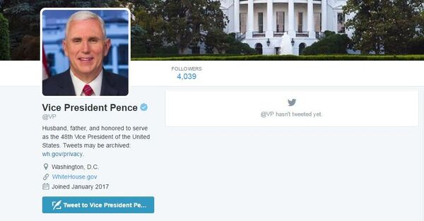 Mike Pence's VP Twitter Handle - Sputnik International