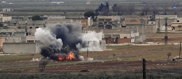 Aerial image of a neighborhood damaged by Turkish airstrikes in the northern Syrian town of al-Bab, in Aleppo province, Syria (File) - Sputnik International