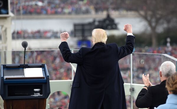 US President Donald Trump celebrates after his speech during the Presidential Inauguration at the US Capitol in Washington, D.C., US, January 20, 2017. US President Donald Trump celebrates after his speech during the Presidential Inauguration at the US Capitol in Washington, D.C., US, January 20, 2017. - Sputnik International