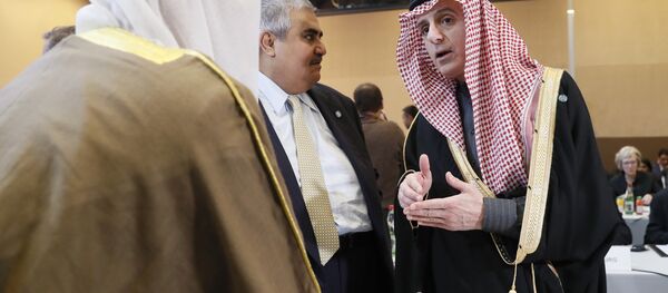 Saudi Foreign Minister Adel al-Jubeir (R) speaks as the Bahraini Foreign Minister Khalid bin Ahmed al-Khalifa (C) listens on at the opening of the Mideast peace conference in Paris on January 15, 2017. Saudi Foreign Minister Adel al-Jubeir (R) speaks as the Bahraini Foreign Minister Khalid bin Ahmed al-Khalifa (C) listens on at the opening of the Mideast peace conference in Paris on January 15, 2017. - Sputnik International