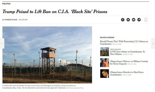 New York Times Headline on CIA Black Sites New York Times Headline on CIA Black Sites - Sputnik International