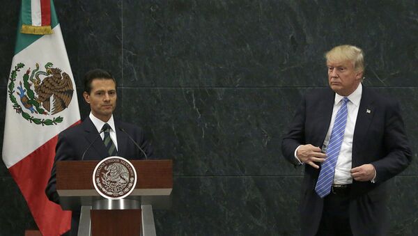 Mexico's President Enrique Pena Nieto and Republican presidential nominee Donald Trump end their joint statement at Los Pinos, the presidential official residence, in Mexico City. (File) - Sputnik International