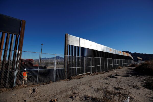 A worker stands next to a newly built section of the U.S.-Mexico border fence at Sunland Park, U.S. opposite the Mexican border city of Ciudad Juarez, Mexico - Sputnik International