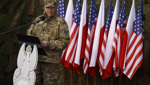 US Army Europe Commanding General Ben Hodges speaks during the inauguration ceremony of bilateral military training between US and Polish troops in Zagan, Poland, January 30, 2017. - Sputnik International