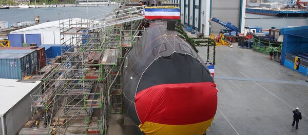 Shipyard workers and German soldiers attend the christening of the U36 new submarine of the 212A class for the German Marine at the ThyssenKrupp Marine Systems shipyard in Kiel, northern Germany. (File) Shipyard workers and German soldiers attend the christening of the U36 new submarine of the 212A class for the German Marine at the ThyssenKrupp Marine Systems shipyard in Kiel, northern Germany. (File) - Sputnik International
