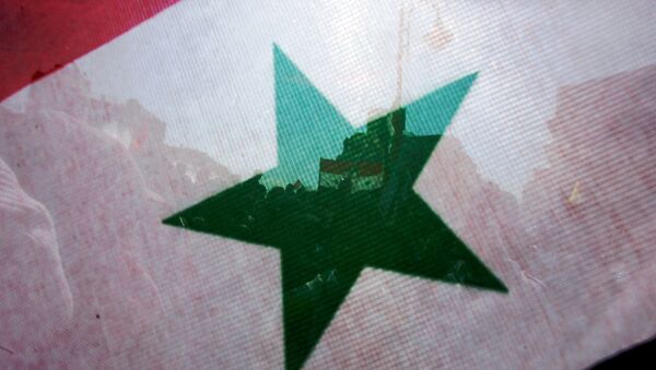 An image of the Syrian flag in Damascus - Sputnik International