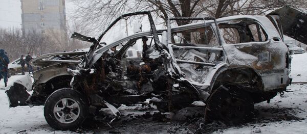 A car, which was blown up in Luhansk on Saturday, belonged to the Luhansk People's Republic's (LPR) People's Militia Command Chief Colonel Oleg Anaschenko A car, which was blown up in Luhansk on Saturday, belonged to the Luhansk People's Republic's (LPR) People's Militia Command Chief Colonel Oleg Anaschenko - Sputnik International