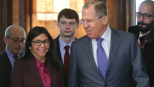 Russian Foreign Minister Sergei Lavrov and his Venezuelan counterpart Delcy Rodriguez during a meeting in Moscow, Feb. 6, 2017 - Sputnik International