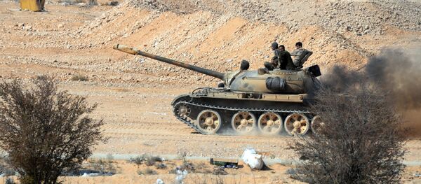 T-72 tank at the front-line of the Syrian Arab Army (SAA). T-72 tank at the front-line of the Syrian Arab Army (SAA). - Sputnik International