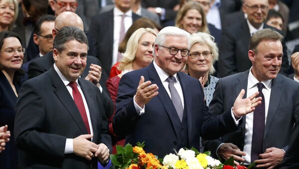 German president-elect, Frank-Walter Steinmeier, reacts after the first round of voting of the German presidential election at the Reichstag in Berlin, February 12, 2017 - Sputnik International