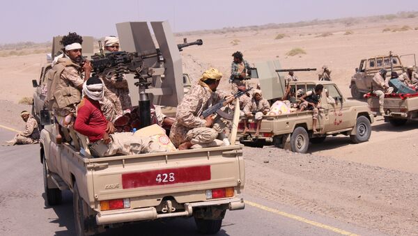 Members of the Yemeni army ride on the back of military trucks near the Red Sea coast city of al-Mokha, Yemen January 23, 2017 - Sputnik International