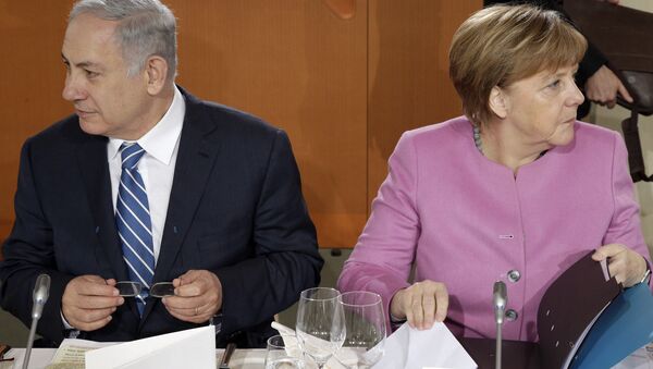 Israeli Prime Minister Benjamin Netanyahu and German Chancellor Angela Merkel - Sputnik International
