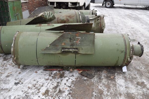 Fragment of the mid-flight engine of the rocket of the Tochka-U complex of the Armed Forces of Ukraine - Sputnik International
