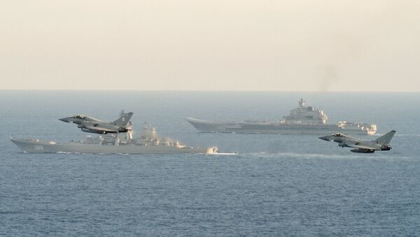 British Navy and Air Force escort Russian warships Admiral Kuznetsov and Pyotr Veliky - Sputnik International