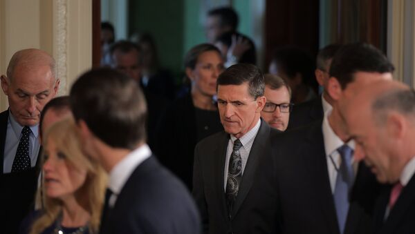 White House National Security Advisor Michael Flynn (C) arrives prior to a joint news conference between Canadian Prime Minister Justin Trudeau and U.S. President Donald Trump at the White House in Washington, U.S - Sputnik International