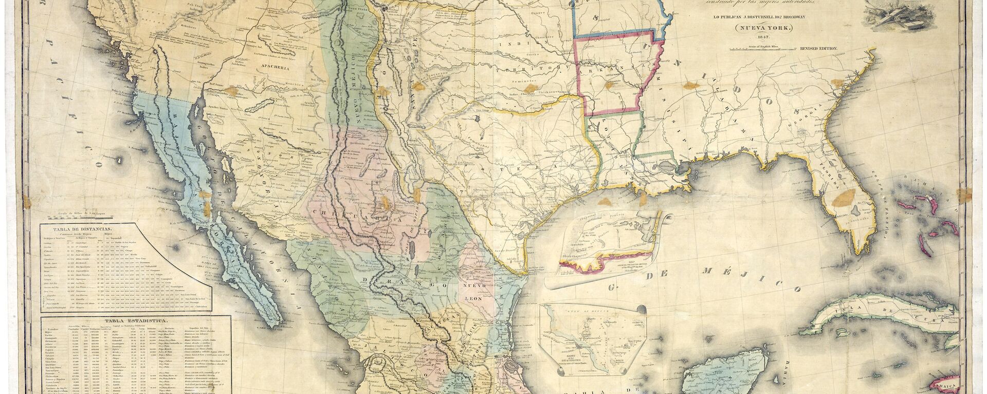 Mapa de los Estados Unidos de Méjico by John Distrunell, the 1847 map used during the negotiations - Sputnik International, 1920, 05.01.2020
