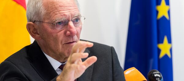 German Finance Minister Wolfgang Schauble addresses the media after a meeting of EU economy and finance ministers at the EU Council building in Luxembourg on Tuesday, Oct. 6, 2015. German Finance Minister Wolfgang Schauble addresses the media after a meeting of EU economy and finance ministers at the EU Council building in Luxembourg on Tuesday, Oct. 6, 2015. - Sputnik International