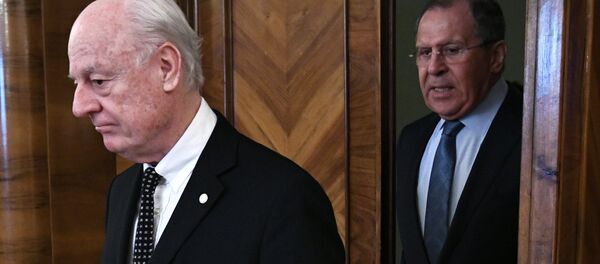 Moscow, Russia. Russian Foreign Minister Sergei Lavrov meets with UN and Arab League Envoy to Syria Staffan de Mistura. Moscow, Russia. Russian Foreign Minister Sergei Lavrov meets with UN and Arab League Envoy to Syria Staffan de Mistura. - Sputnik International