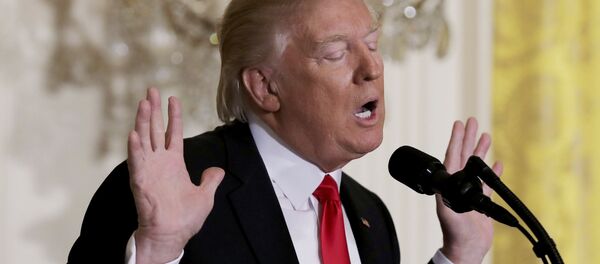 U.S. President Donald Trump reacts to a question from reporters during a lengthy news conference at the White House in Washington, U.S., February 16, 2017. U.S. President Donald Trump reacts to a question from reporters during a lengthy news conference at the White House in Washington, U.S., February 16, 2017. - Sputnik International