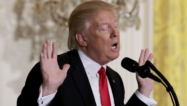 U.S. President Donald Trump reacts to a question from reporters during a lengthy news conference at the White House in Washington, U.S., February 16, 2017. - Sputnik International