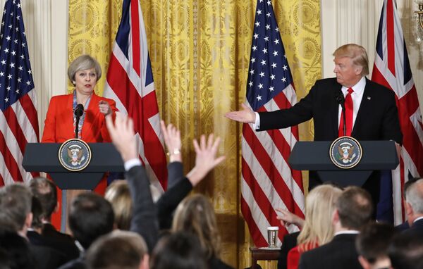 President Donald Trump and British Prime Minister Theresa May during their joint news conference in the East Room of the White House White House in Washington, Friday, Jan. 27, 2017. President Donald Trump and British Prime Minister Theresa May during their joint news conference in the East Room of the White House White House in Washington, Friday, Jan. 27, 2017. - Sputnik International
