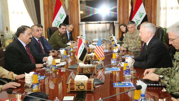 U.S. Defense Secretary Jim Mattis and Iraq's Defence Minister Erfan al-Hiyali meet at the Ministry of Defense in Baghdad, Iraq February 20, 2017 - Sputnik International
