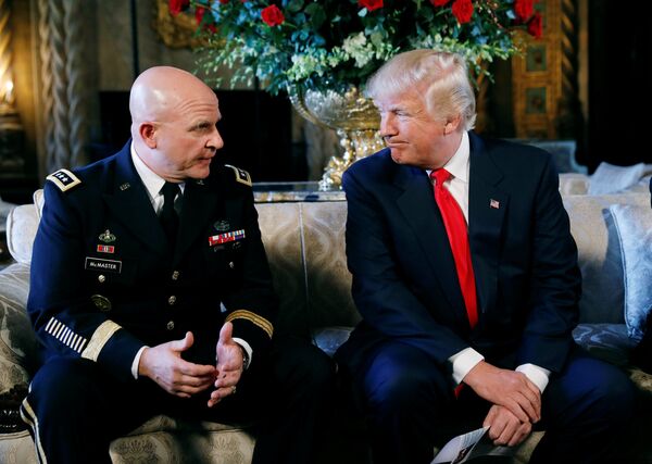 U.S. President Donald Trump looks toward his new National Security Adviser Army Lt. Gen. H.R. McMaster after making the announcement at his Mar-a-Lago estate in Palm Beach, Florida U.S. February 20, 2017 U.S. President Donald Trump looks toward his new National Security Adviser Army Lt. Gen. H.R. McMaster after making the announcement at his Mar-a-Lago estate in Palm Beach, Florida U.S. February 20, 2017 - Sputnik International