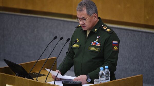 Russian Defense Minister Sergei Shoigu speaks at the lower parliament house's plenary meeting - Sputnik International
