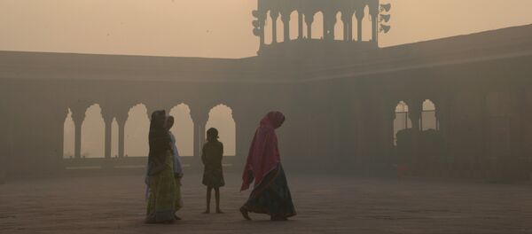 This file photo taken on November 3, 2016 shows Indian women walking as smog envelops the Jama Masjid mosque in the old quarters of New Delhi This file photo taken on November 3, 2016 shows Indian women walking as smog envelops the Jama Masjid mosque in the old quarters of New Delhi - Sputnik International