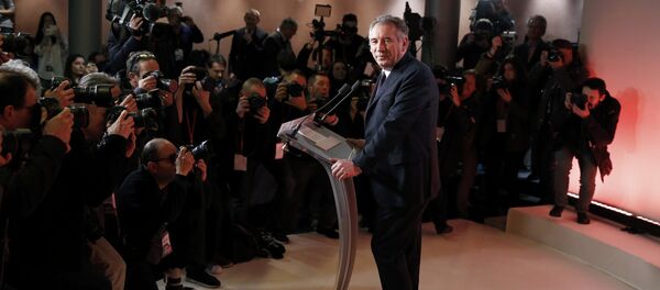 Francois Bayrou, French centrist politician and the leader of the Democratic Movement (MoDem), poses for photographers before a news conference at his party's headquarters in Paris, France, February 22, 2017 - Sputnik International