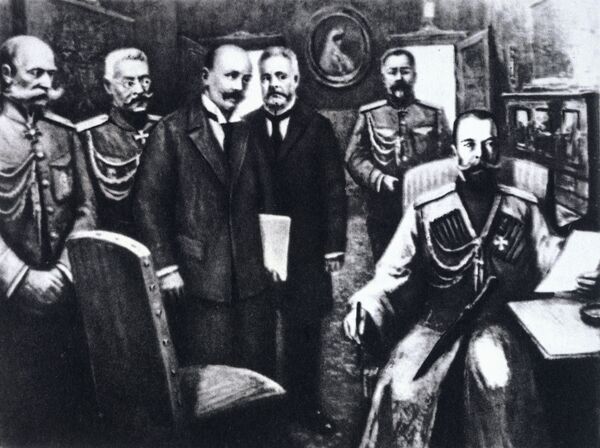Copy of an illustration depicting Russian Emperor Nicholas II's abdication. - Sputnik International