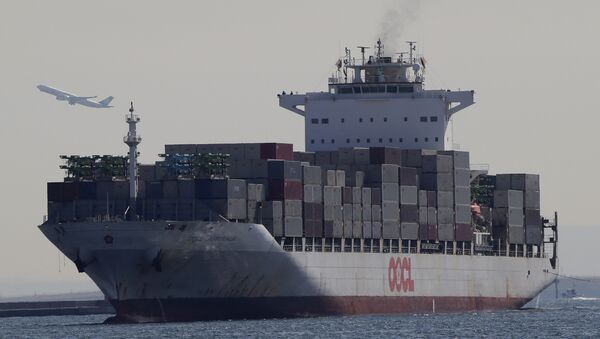 A container ship arrives at a port in Tokyo (File) - Sputnik International