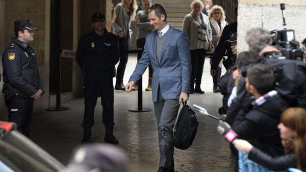 Spain's Princess Cristina's husband Inaki Urdangarin leaves a courthouse in Palma de Mallorca, Spain, Thursday, Feb. 23, 2017 - Sputnik International
