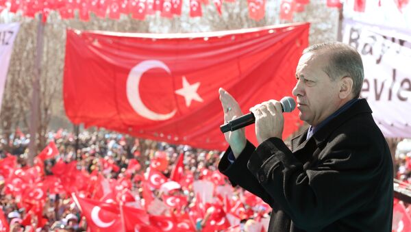 Turkish President Tayyip Erdogan makes a speech during an opening ceremony in the southeastern city of Gaziantep, Turkey, February 19, 2017. - Sputnik International