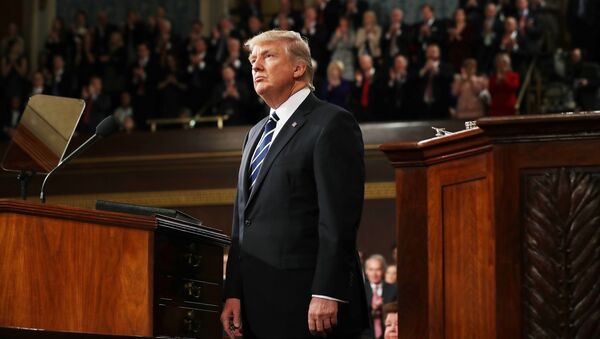 U.S. President Donald Trump delivers his first address to a joint session of Congress from the floor of the House of Representatives iin Washington, U.S., February 28, 2017 - Sputnik International
