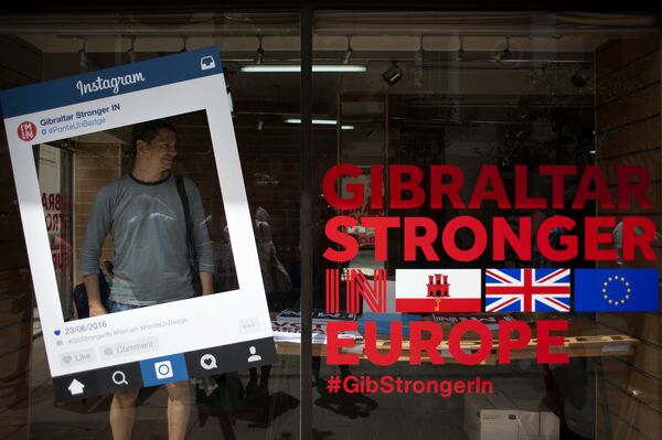 A man stands in a Remain campaign office during the referendum on whether the United Kingdom should stay in or leave the European Union, in Gibraltar on June 23, 2016.  - Sputnik International