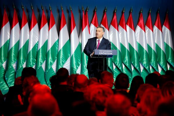 Hungarian Prime Minister Viktor Orban speaks during his state-of-the-nation address in Budapest, Hungary, February 10, 2017. Among world leaders, Orban is known as one of Soros' most outspoken critics. Hungarian Prime Minister Viktor Orban speaks during his state-of-the-nation address in Budapest, Hungary, February 10, 2017. Among world leaders, Orban is known as one of Soros' most outspoken critics. - Sputnik International