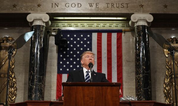 US President Donald J. Trump delivers his first address to a joint session of Congress from the floor of the House of Representatives in Washington, DC, USA, 28 February 2017 US President Donald J. Trump delivers his first address to a joint session of Congress from the floor of the House of Representatives in Washington, DC, USA, 28 February 2017 - Sputnik International