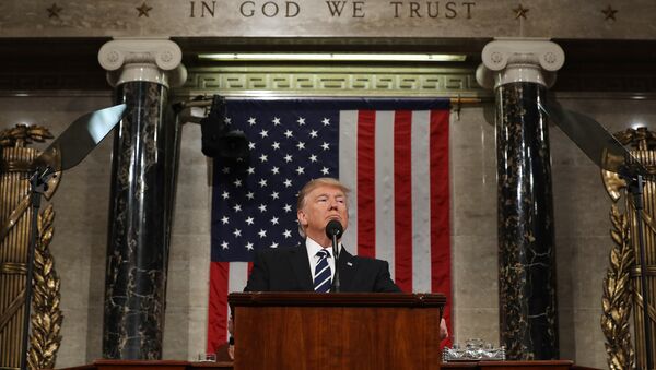 US President Donald J. Trump delivers his first address to a joint session of Congress from the floor of the House of Representatives in Washington, DC, USA, 28 February 2017 - Sputnik International