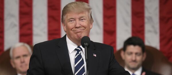 President Donald Trump addresses a joint session of Congress on Capitol Hill in Washington, Tuesday, Feb. 28, 2017, as Vice President Mike Pence and House Speaker Paul Ryan of Wis., listen - Sputnik International