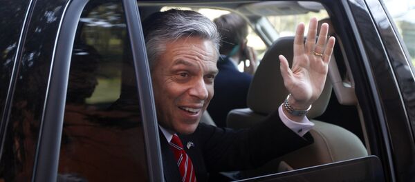 Republican presidential candidate and former Utah Gov. Jon Huntsman waves as he is driven away from a campaign stop in Charleston, S.C. Huntsman (File) Republican presidential candidate and former Utah Gov. Jon Huntsman waves as he is driven away from a campaign stop in Charleston, S.C. Huntsman (File) - Sputnik International
